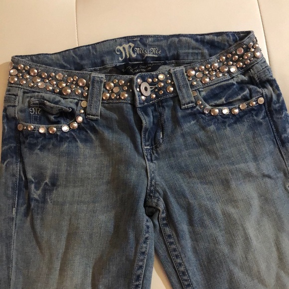 Miss me boot cut denim jeans stud crystal light